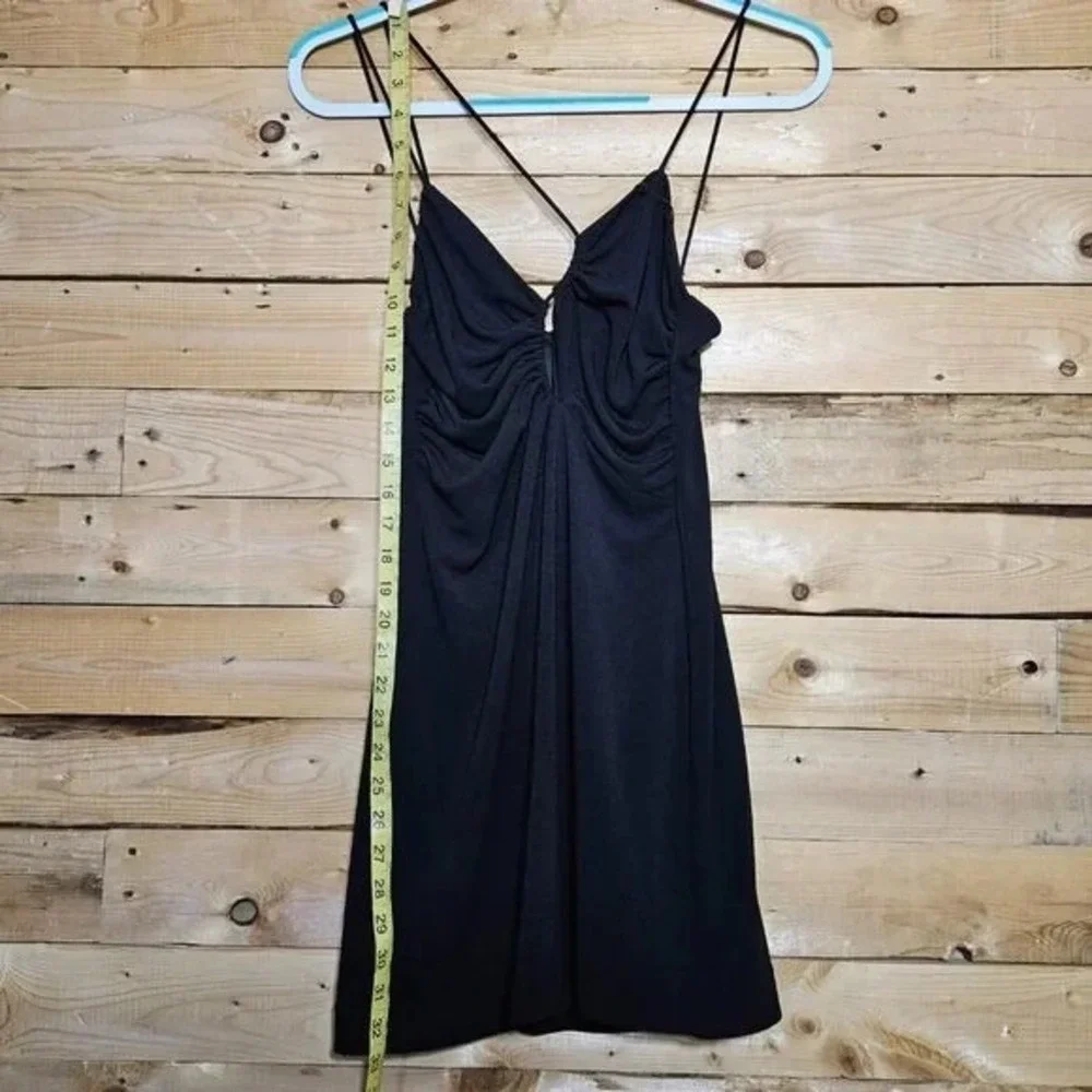 ZARA Asymmetric Draped Mini Dress Black XS Bodycon Date Night Clubwear - Picture 4 of 10